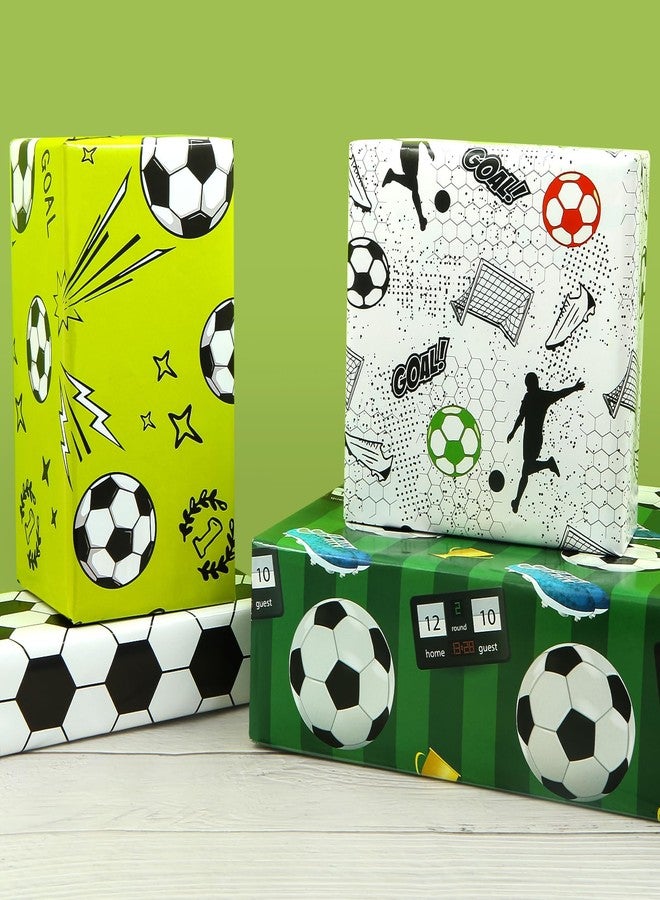 Unigift Sports Soccer Football Gift Wrapping Paper, 6 Folded Sheets Green White Soccer Ball Goal Birthday Wrapping Paper Gift Wrap Paper 20x28 inch for Boy Men Kid Baby Shower Father's Day Christmas Party - Image 4
